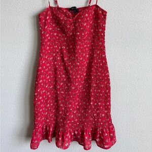 Short red floral summer dress